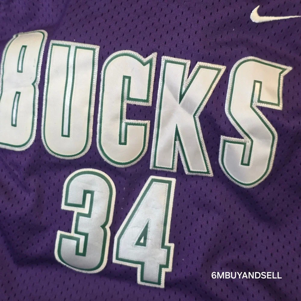 Nike Ray Allen #34 Milwaukee Bucks Jersey Youth L 16/18 Purple Green NBA Vintage